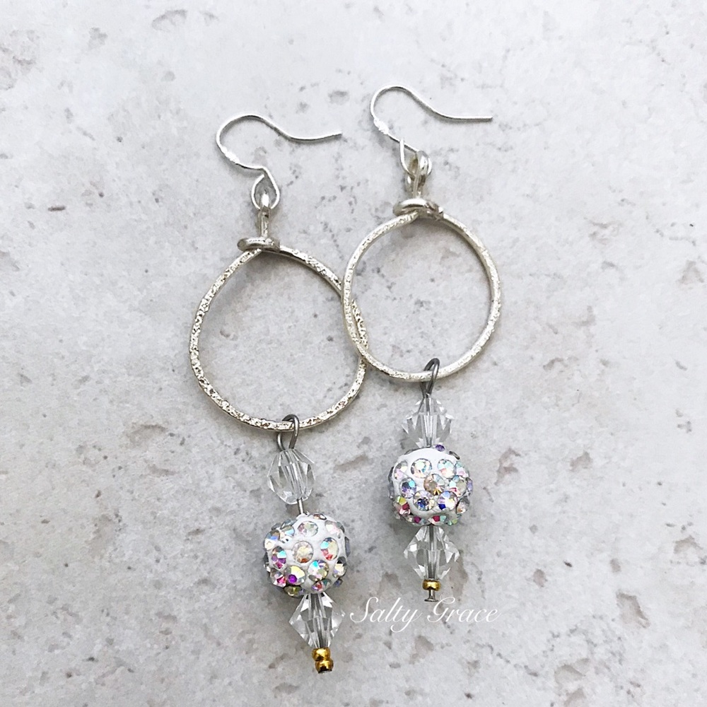 White Swarovski sterling silver earrings - Picture 2 of 7